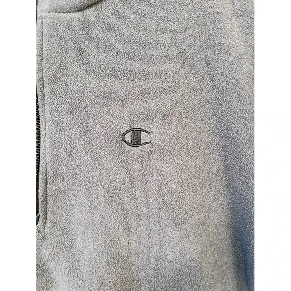 Champion Mens Quarter Zip Fleece Pullover Slate Blue Mock Neck Size L 3492